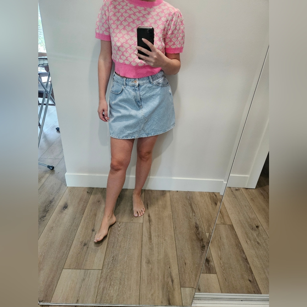 Pink and Cream Heart Pattern Blouse
